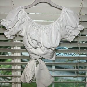 Elegant White Puff Sleeve Top